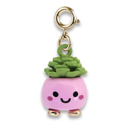 Gold Glitter Happy Succulent Charm