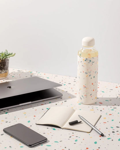 Terrazzo Cream Glass Water Bottle 20oz