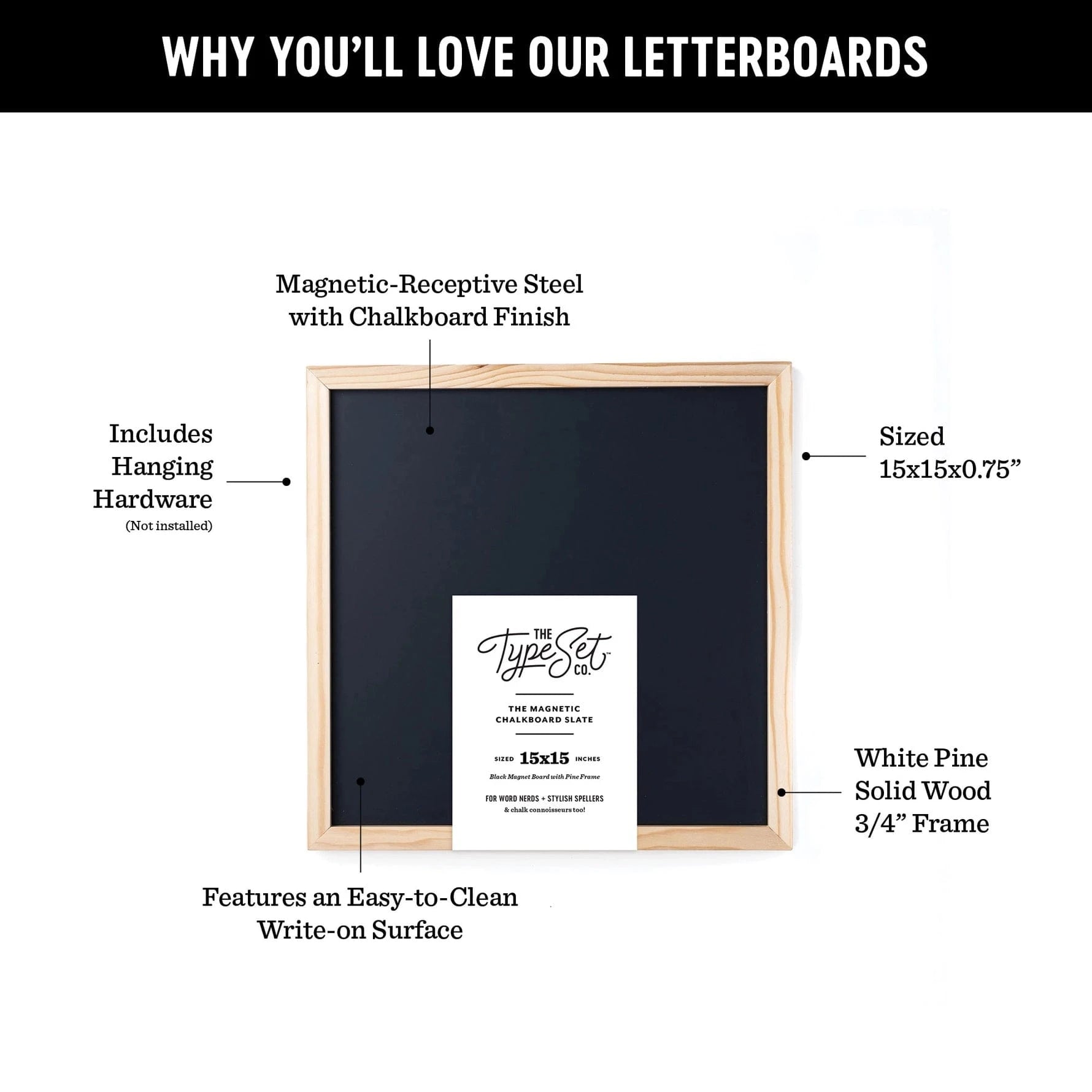 15x15 Black Magnetic Chalkboard The Type Set Co. Lil Tulips