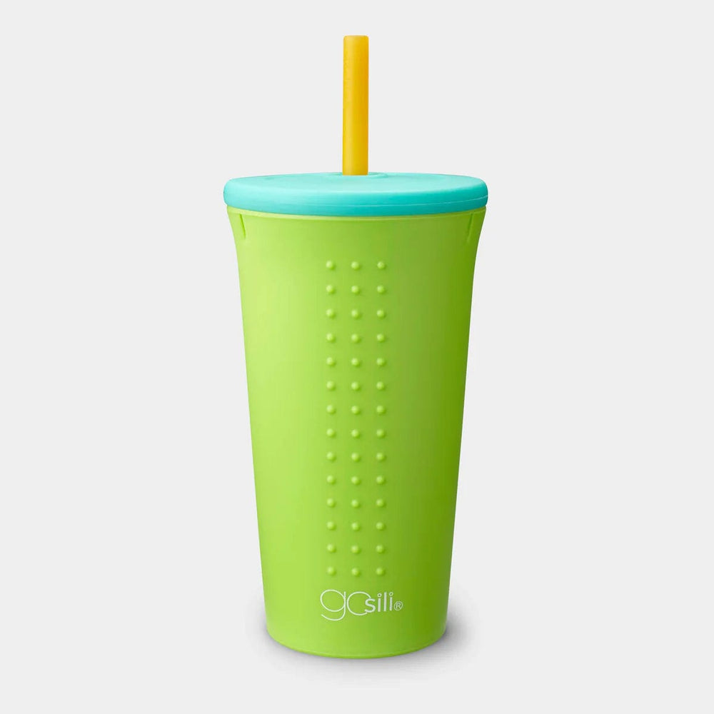 16oz Silicone Straw Cup - Lime/Sea Silikids Lil Tulips