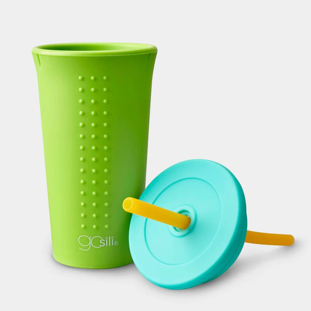 16oz Silicone Straw Cup - Lime/Sea Silikids Lil Tulips