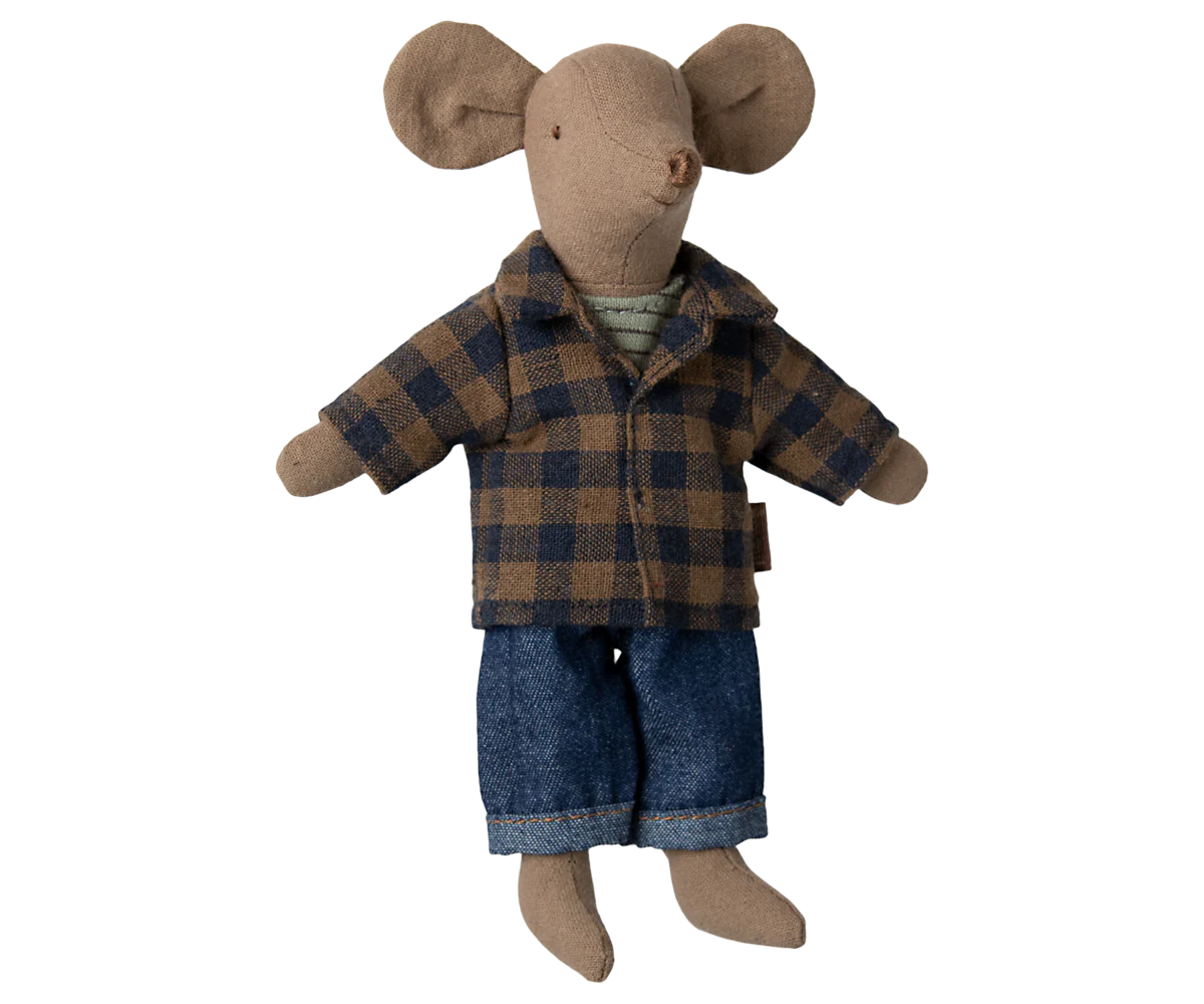 Brown checked shirt and pants, Dad mouse