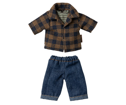 Brown checked shirt and pants, Dad mouse