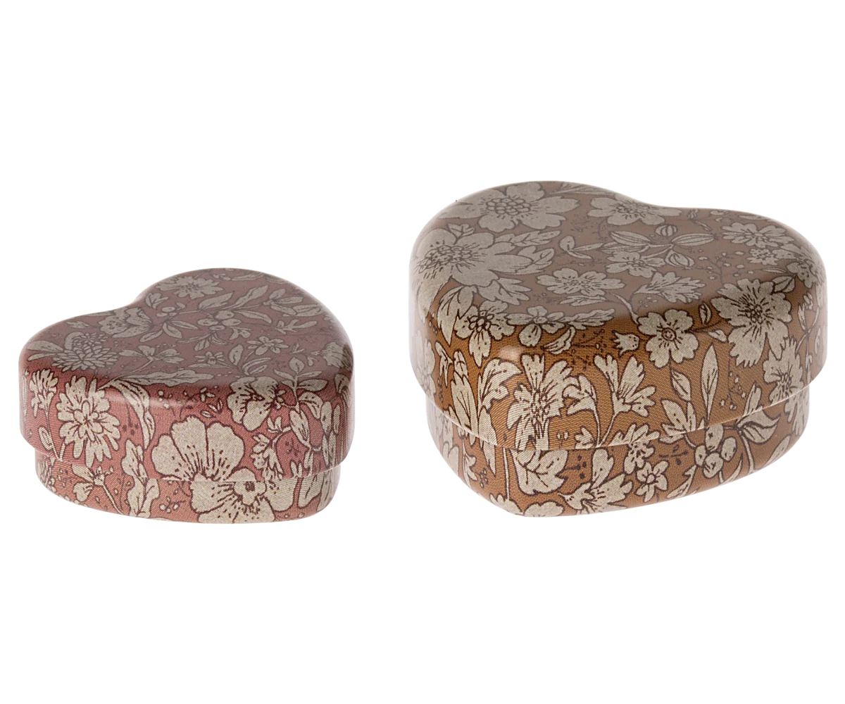 Metal Heart Box, 2 pcs - Heather Blossom