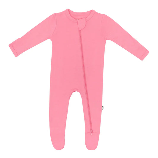 Zippered Footie in Guava