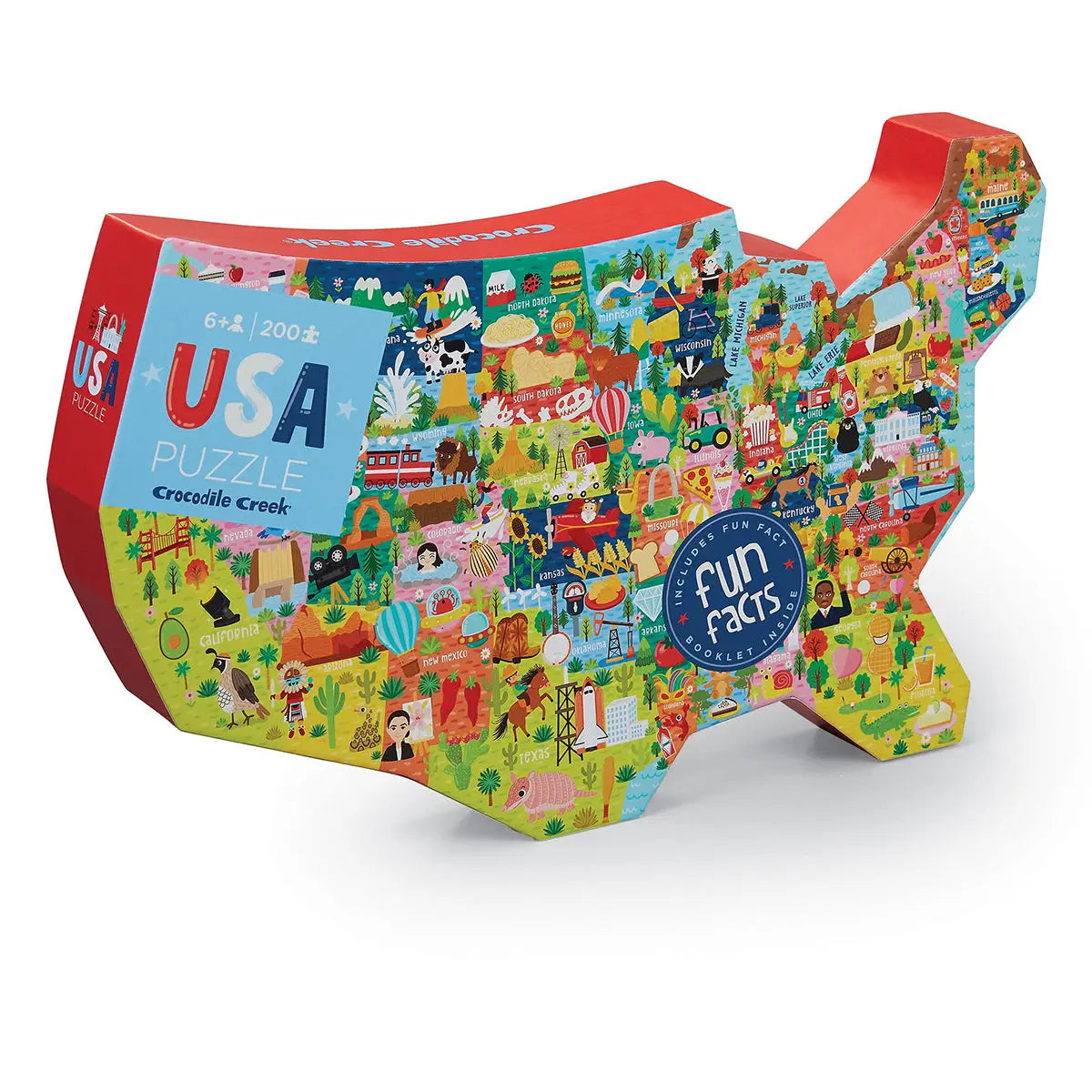 200-Piece Puzzle - USA Shaped Box Crocodile Creek Lil Tulips