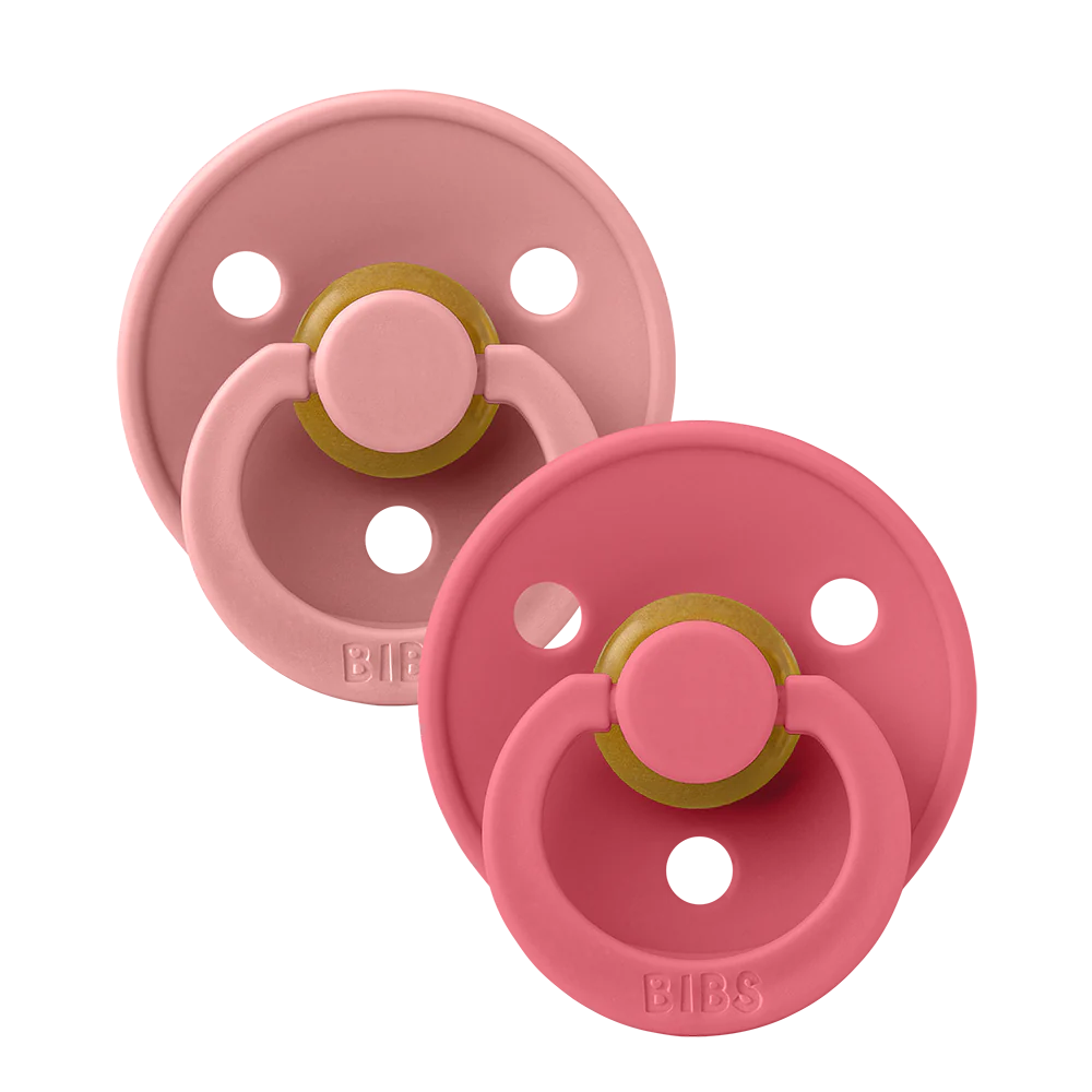 BiBS Pacifier 2 Pack - Dusty Pink/Coral