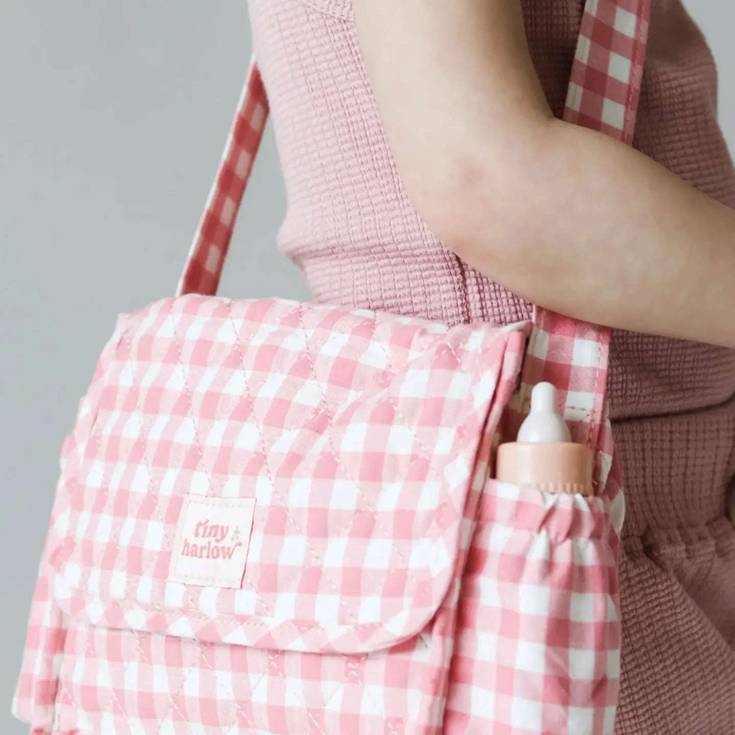 Tiny Tummies Diaper Bag - Gingham and Cherries - Tiny Harlow