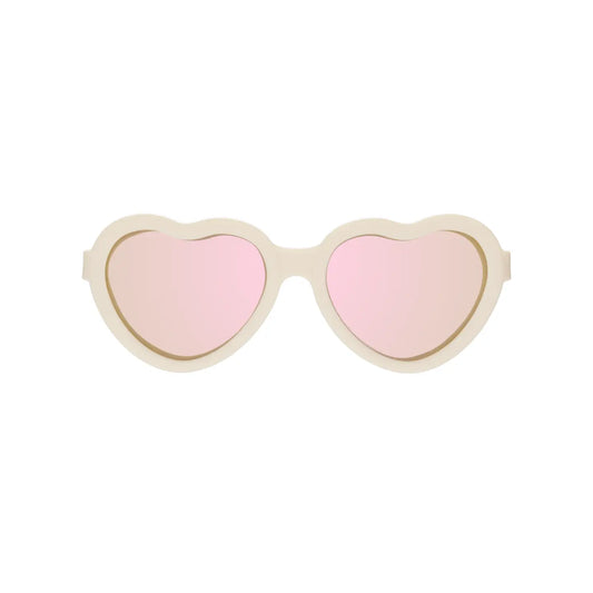 Sweet Cream Polarized Heart Sunglasses with Mirrored Lens