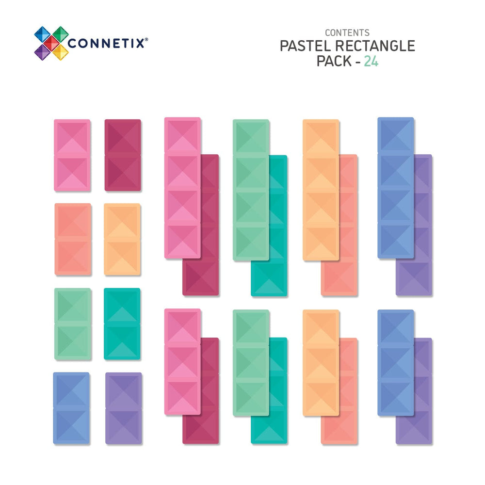 24 Piece Pastel Rectangle Pack Connetix Lil Tulips