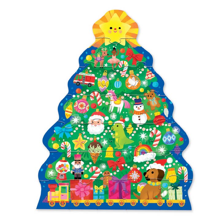 24-Piece Shaped Box Puzzle - Christmas Tree Crocodile Creek Lil Tulips