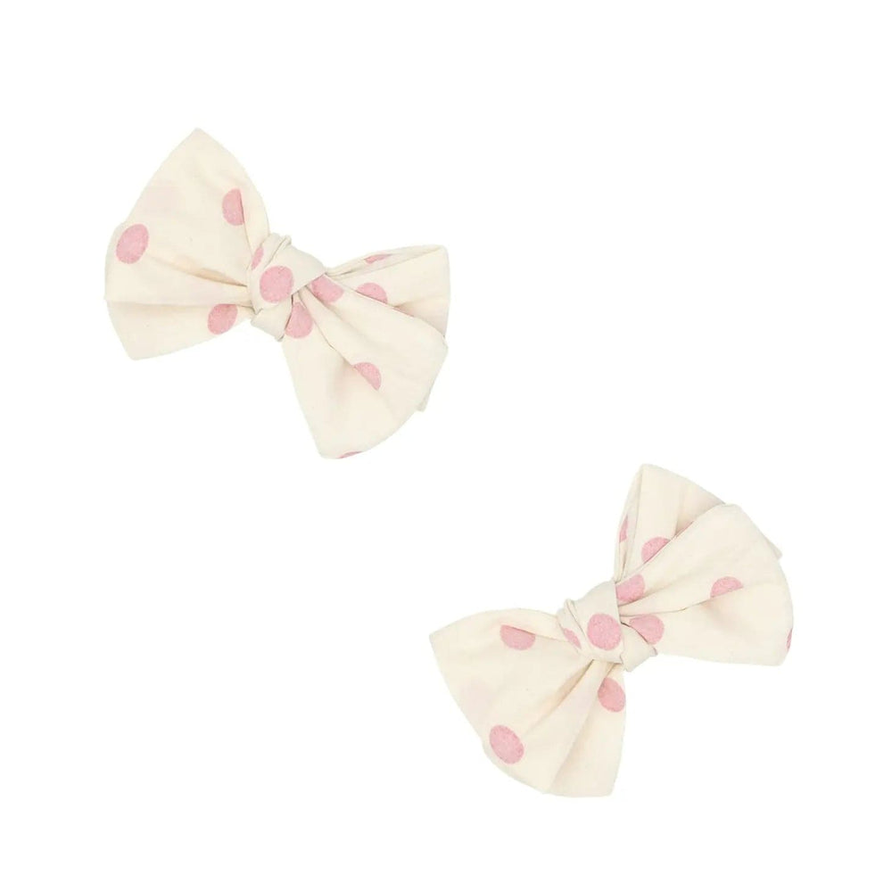 2Pk Baby Bloom Clips: Circus Pink Dot Baby Bling Bows no points Lil Tulips