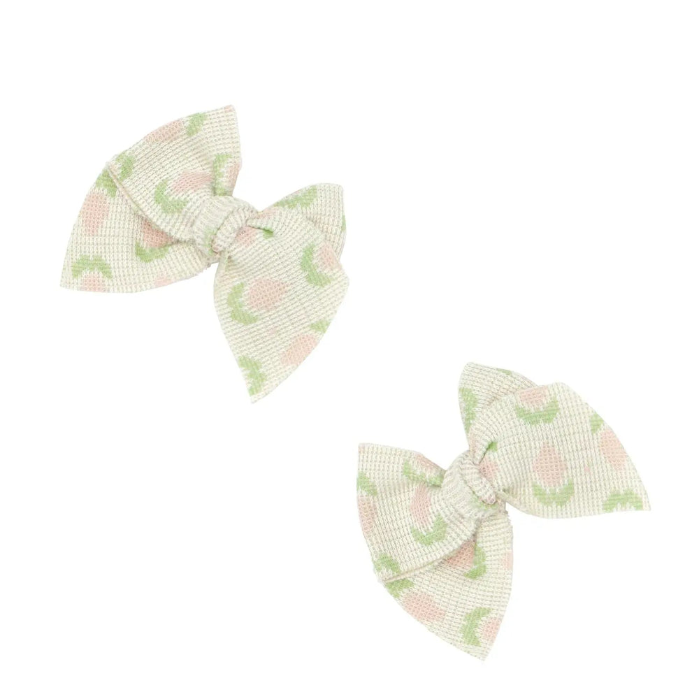 2PK Baby Bloom Clips: Oatmeal Knit Tulip Baby Bling Bows no points Lil Tulips