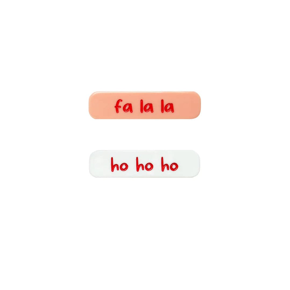 2PK Bar Christmas Hair Clips: fa la la & ho ho ho Baby Bling Bows Headbands Lil Tulips