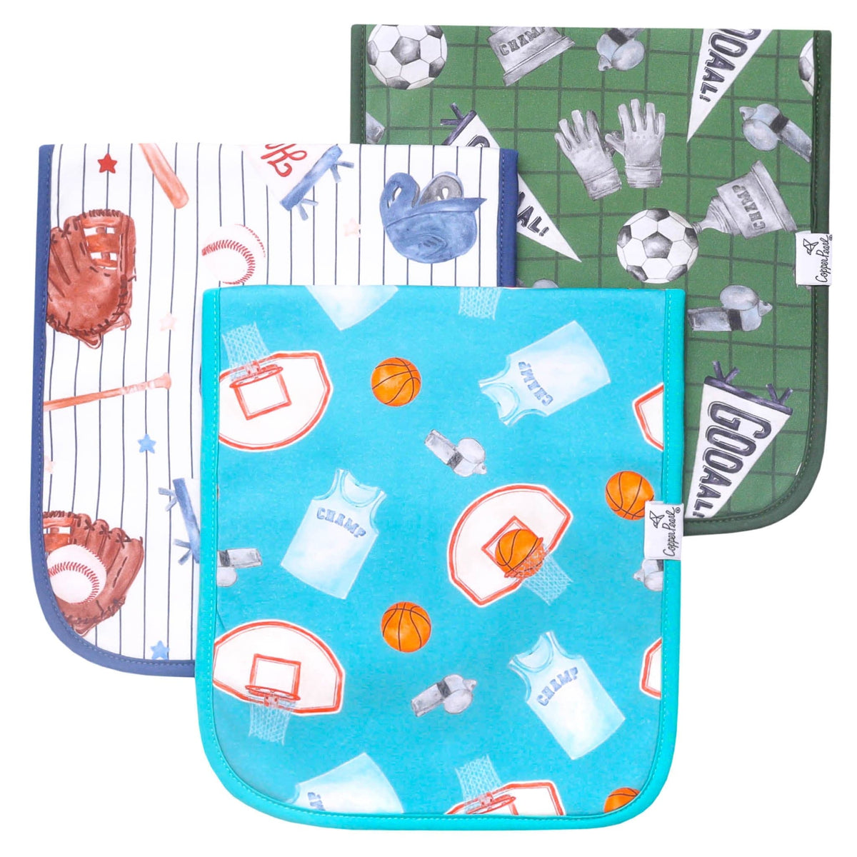 3 Pack Premium Burp Cloths - All Star Copper Pearl Lil Tulips