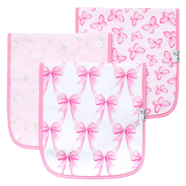 3 Pack Premium Burp Cloths - Bow My Gosh Copper Pearl Lil Tulips
