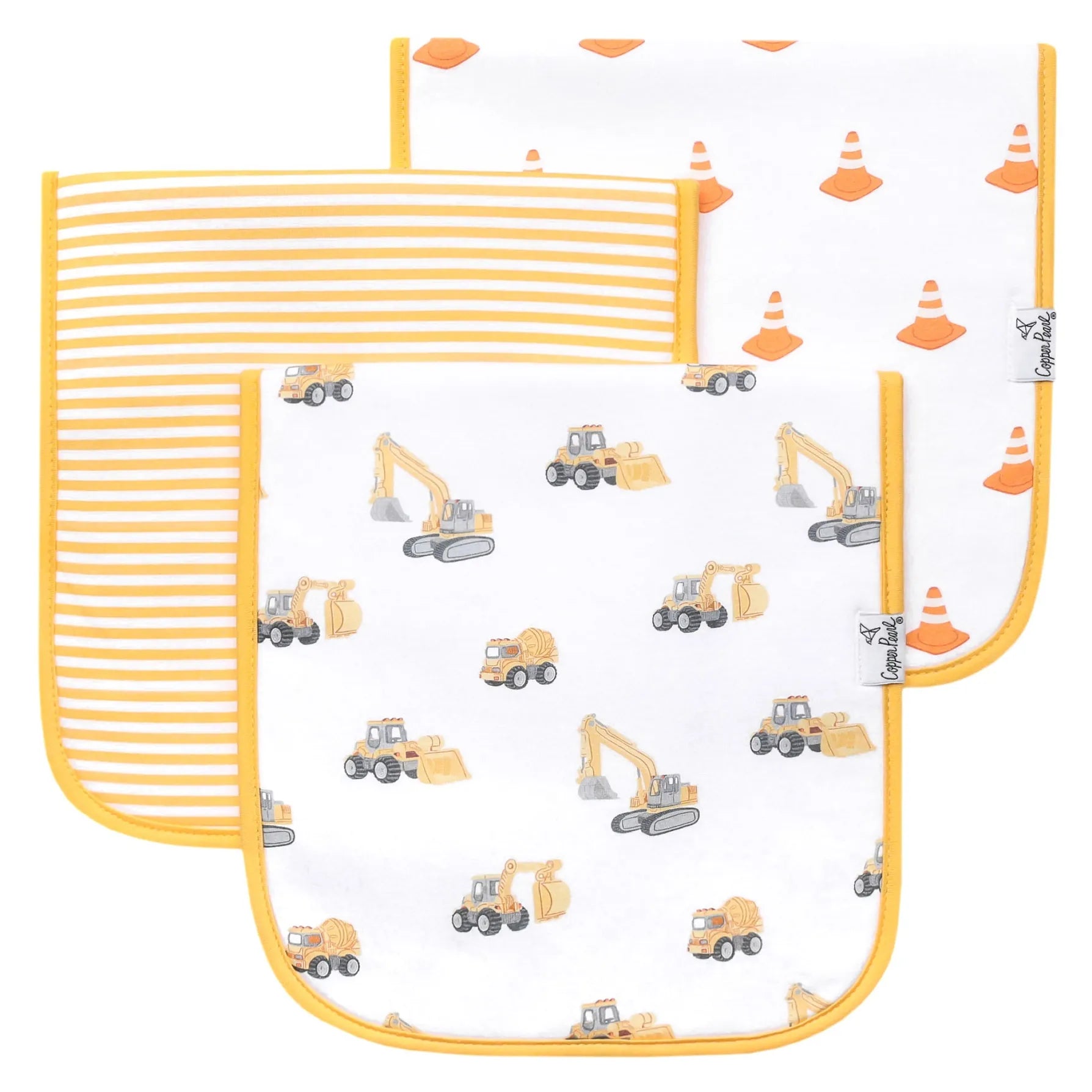 3 Pack Premium Burp Cloths - Dozer Copper Pearl Lil Tulips
