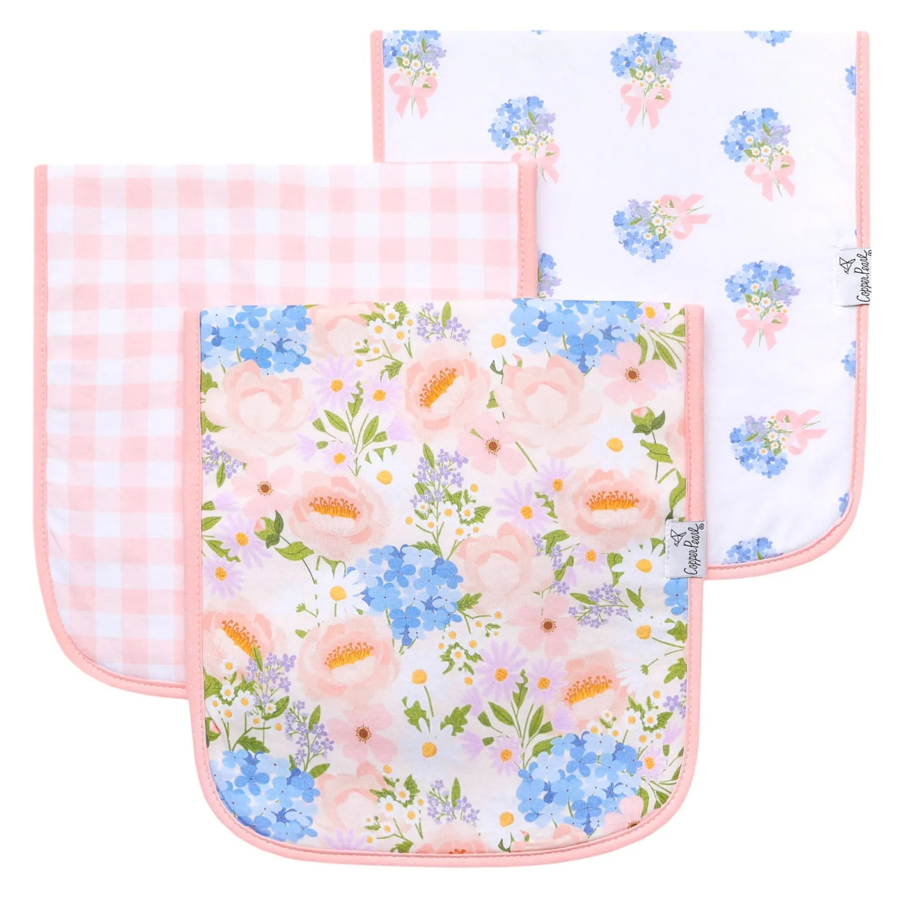 3 Pack Premium Burp Cloths - Penelope Copper Pearl Lil Tulips