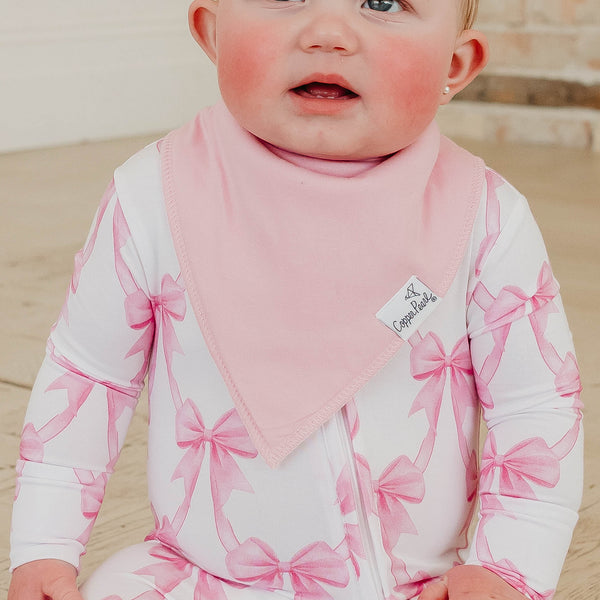 4 Pack Baby Bandana Bibs - Bow My Gosh Copper Pearl Lil Tulips