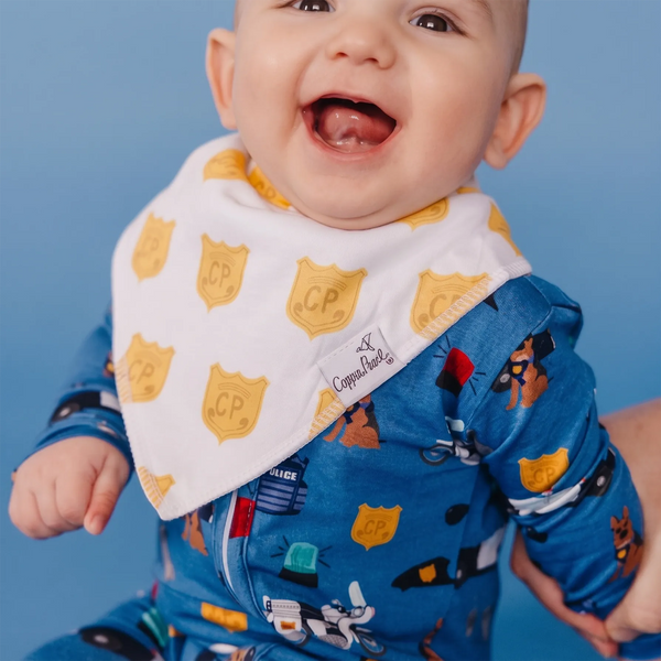 4 Pack Baby Bandana Bibs - Policemen Copper Pearl Lil Tulips