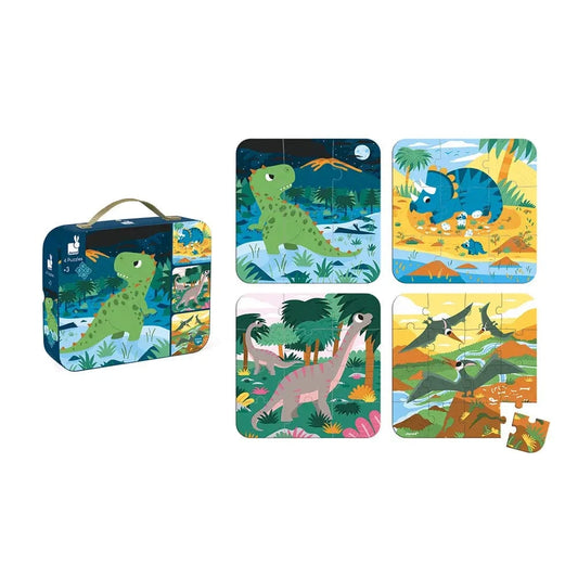 4 Progressive Puzzles - Dinosaurs Janod Lil Tulips