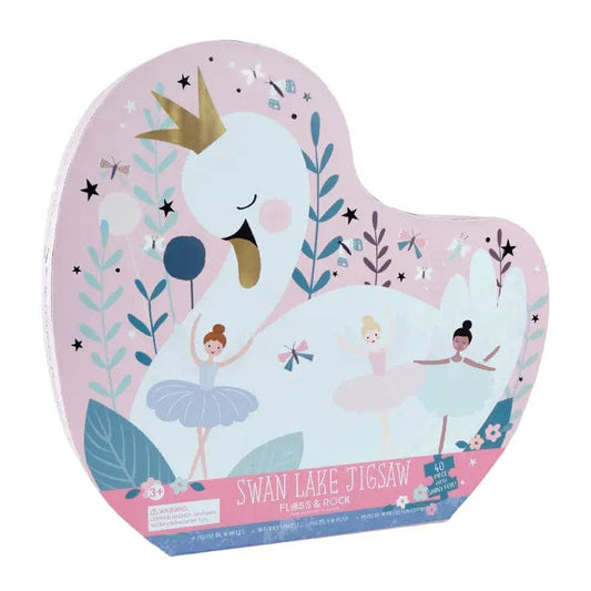 40pc Jigsaw in Shaped Box - Enchanted Swan Lake Floss and Rock Lil Tulips