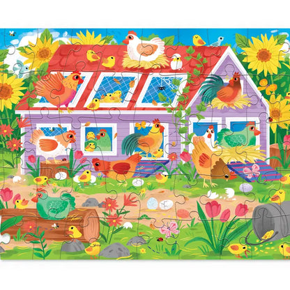 50-Piece Flat House Puzzle - Chicken Coop Crocodile Creek Lil Tulips