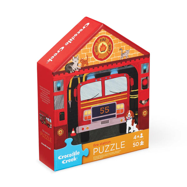 50-Piece Flat House Puzzle - Fire House Crocodile Creek Lil Tulips