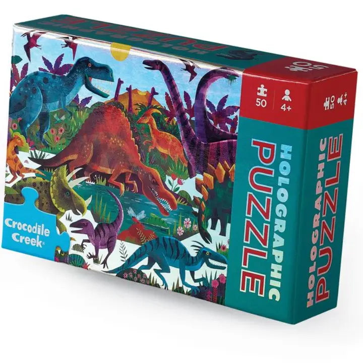 50-Piece Mini Holographic Puzzle - Dinosaurs Crocodile Creek Lil Tulips