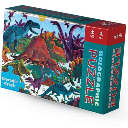 50-Piece Mini Holographic Puzzle - Dinosaurs Crocodile Creek Lil Tulips