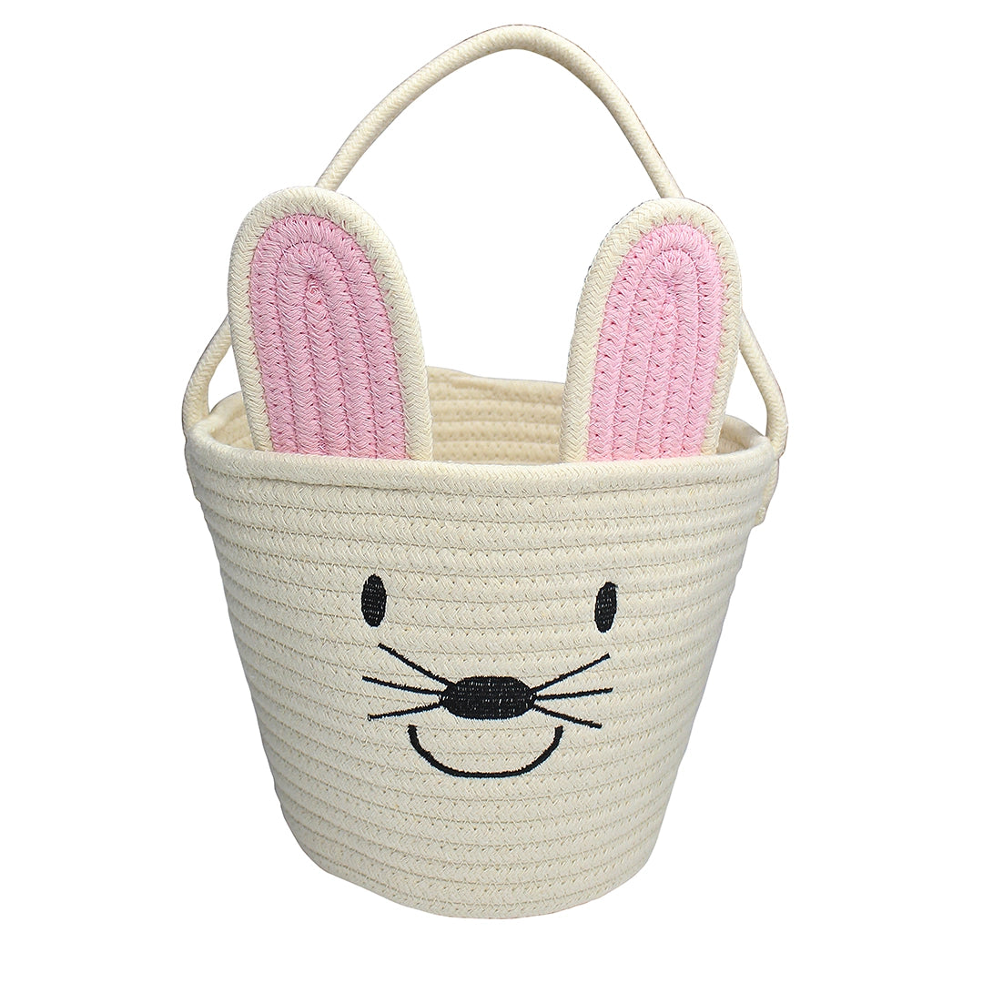 Cream Bunny Rope Easter Basket