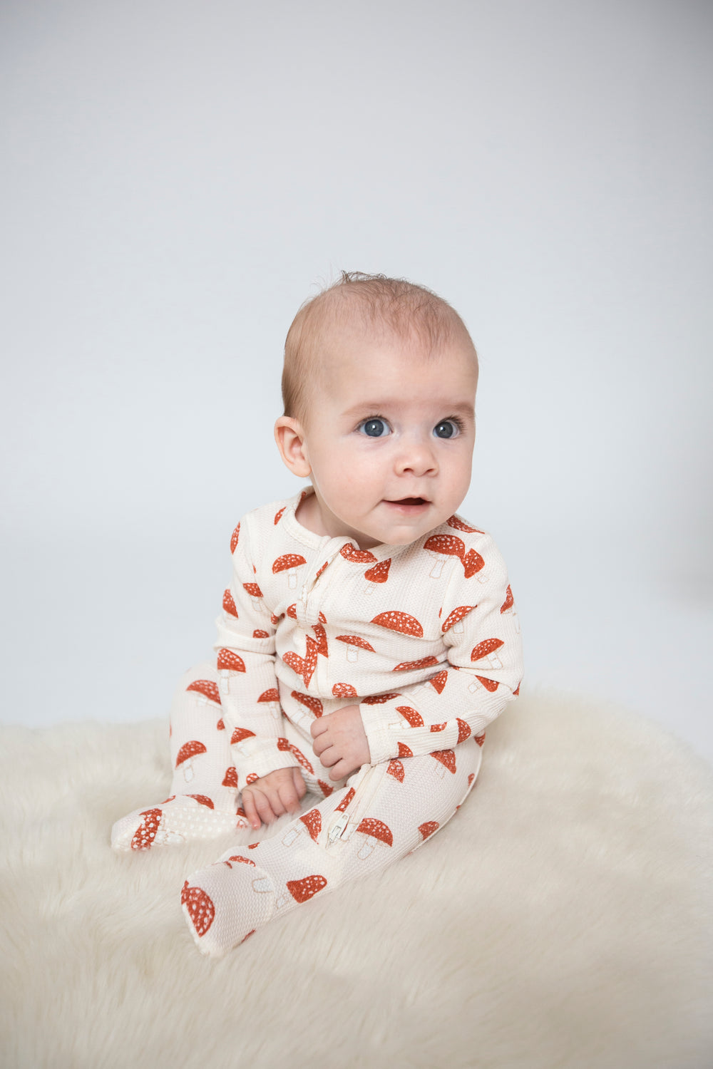 Sketchy Mushrooms Waffle 2-Way Zipper Footie