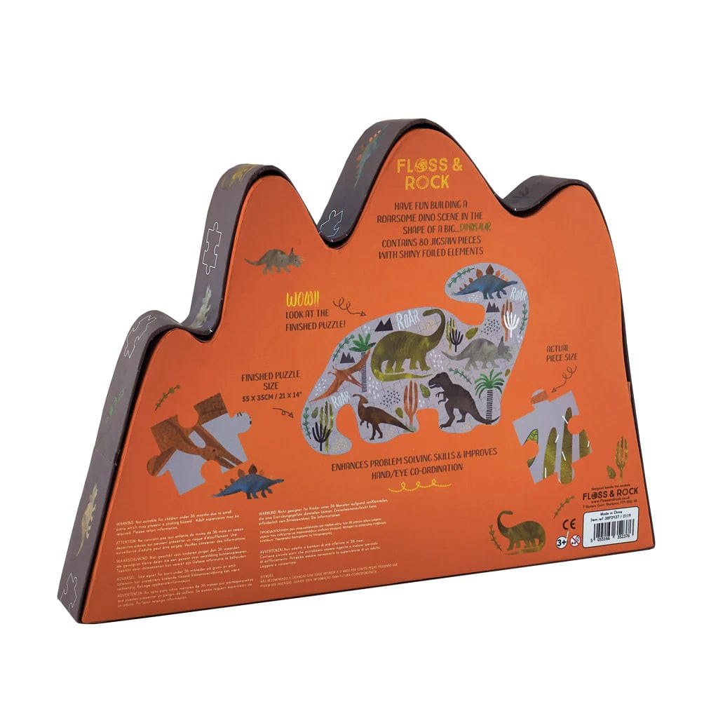 80 Piece Dinosaur-Shaped Jigsaw Puzzle Floss and Rock Lil Tulips