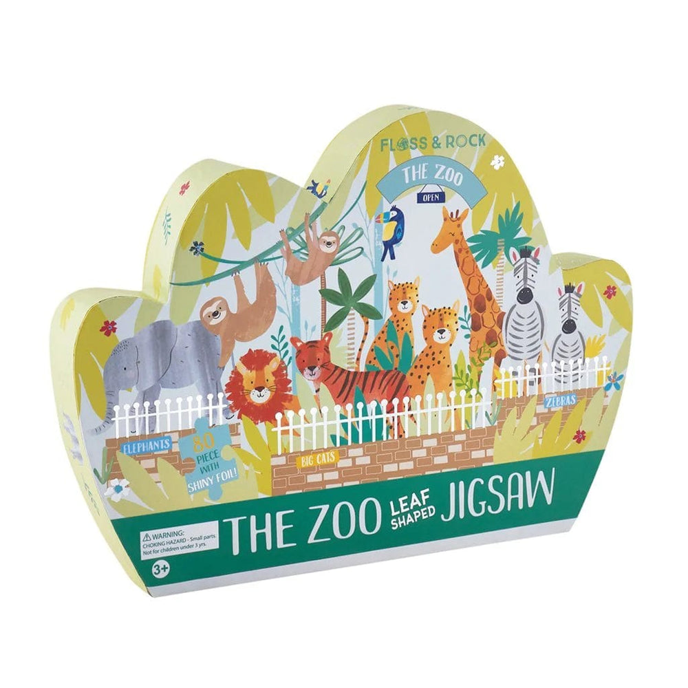 80 Piece The Zoo Leaf-Shaped Jigsaw Puzzle Floss and Rock Lil Tulips