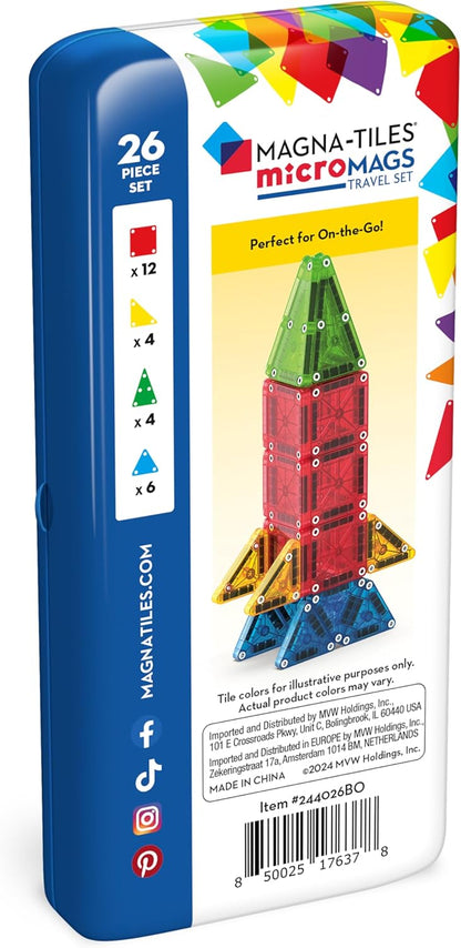 MAGNA-TILES® microMAGS 26 Piece Travel Set: Bold Colors