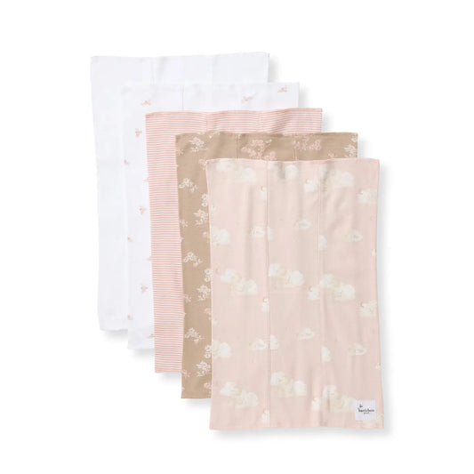 Whimsical Floral Burp Cloths - Set of 5