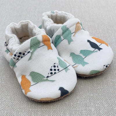 Birds on a Line Organic Baby Slippers