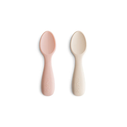 Silicone Toddler Starter Spoons Blush/Shifting Sand 2-Pack