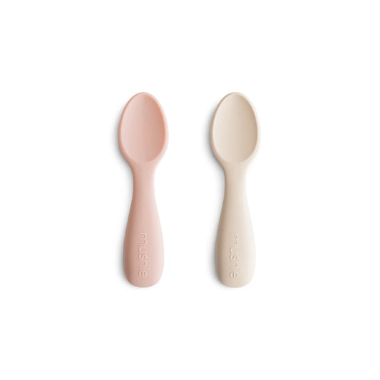 Silicone Toddler Starter Spoons Blush/Shifting Sand 2-Pack