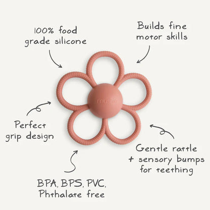 Daisy Rattle Teether - Dusty Rose