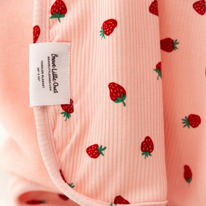 Strawberries Small Ribbed Youth Blanket