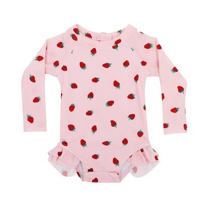 Strawberries Long Sleeve One-Piece Rash Guard Bathing Suit