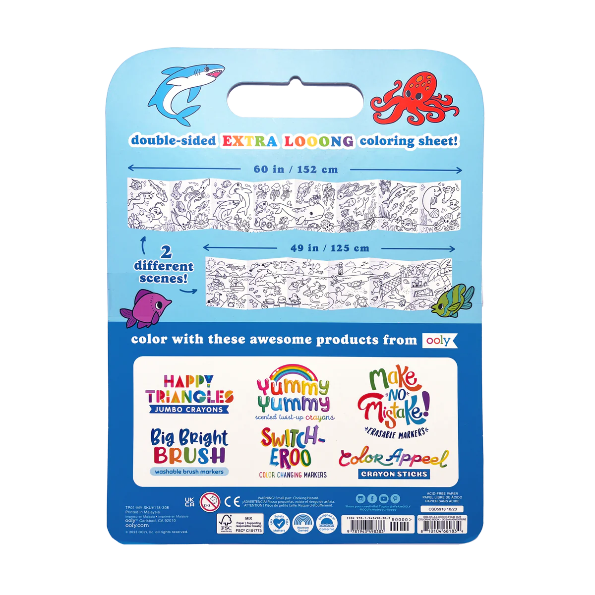 Color-A-Looong 5' Fold Out Coloring Book - Ocean Adventure