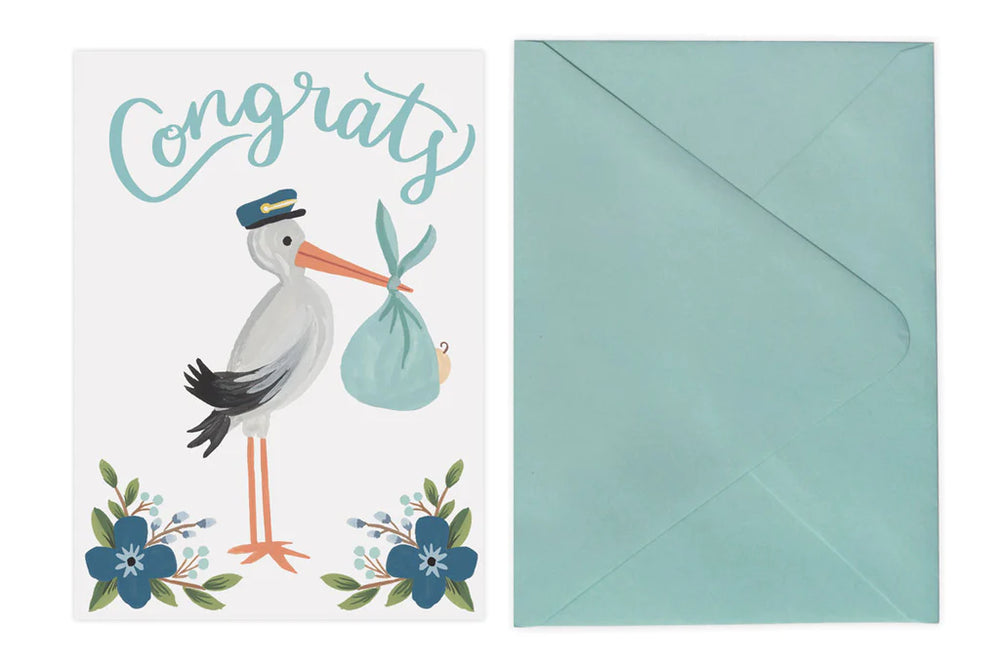 Blue Stork Congrats Baby Cards
