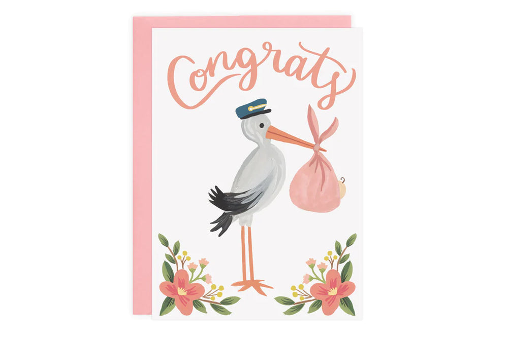 Pink Stork Congrats Baby Cards