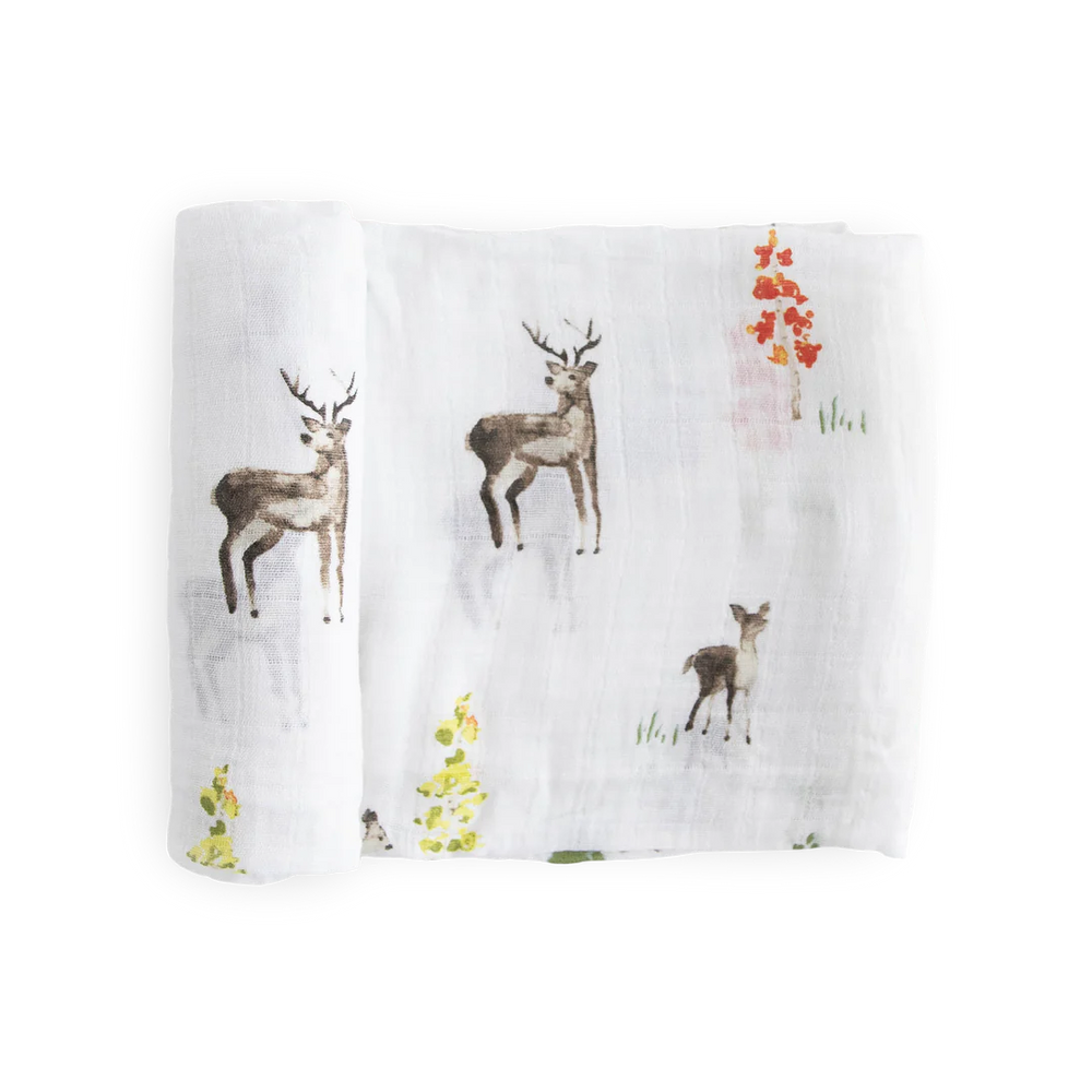 Cotton Muslin Swaddle Blanket -  Oh Deer