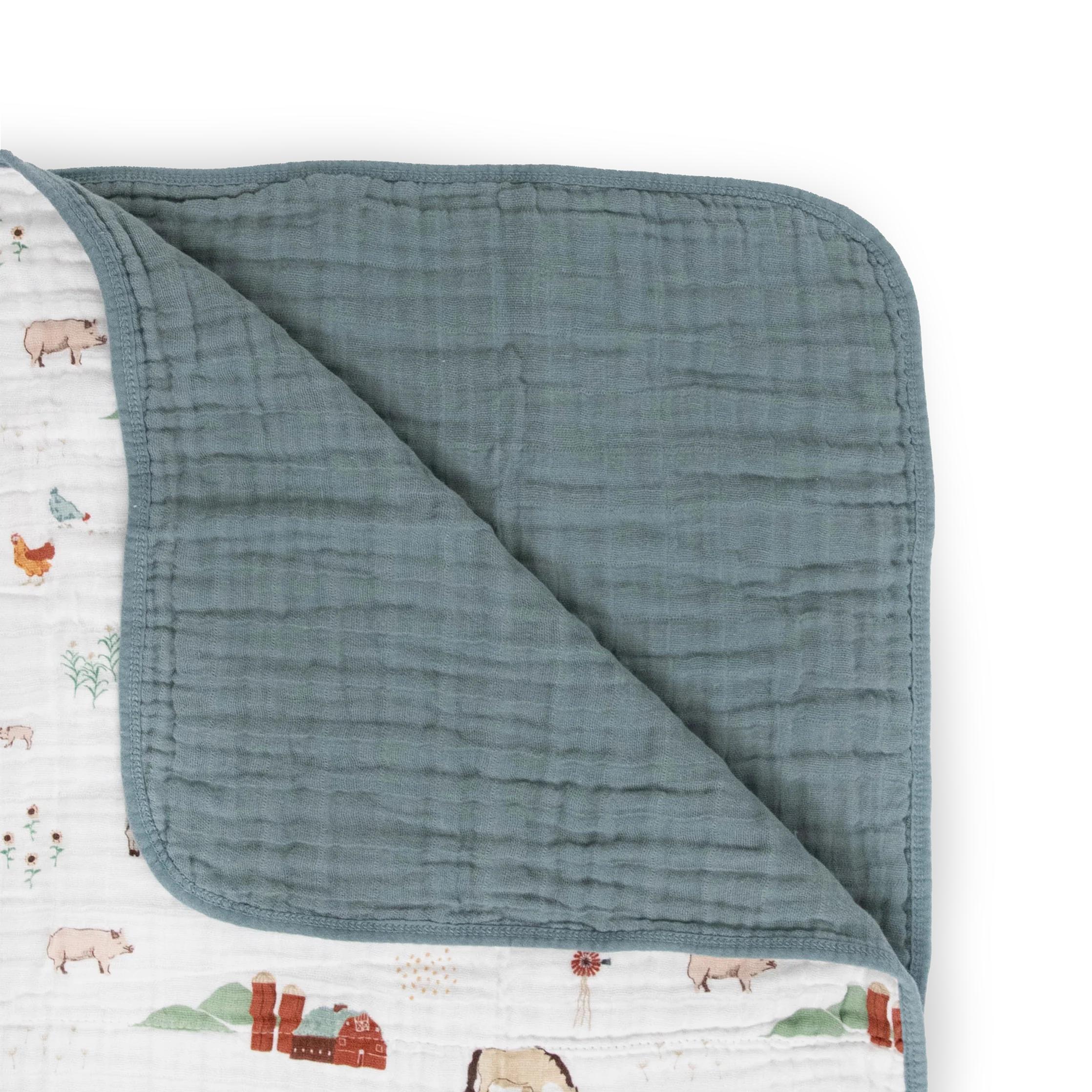 Original Cotton Muslin Quilt - Farmyard Little Unicorn Lil Tulips