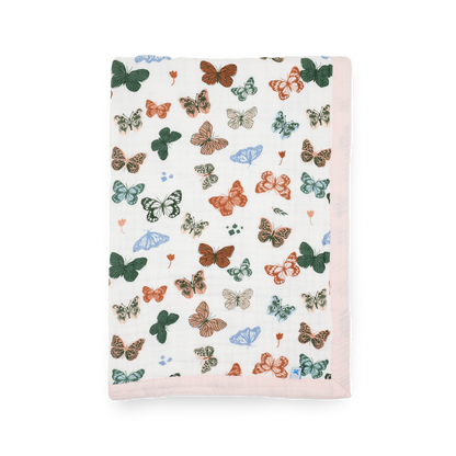 Cotton Muslin Baby Quilt - Butterflies