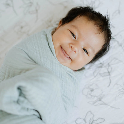 Organic Cotton Muslin Swaddle Blanket - White Sage