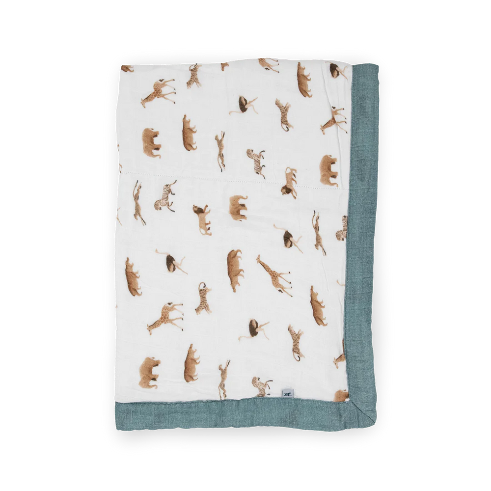 Organic Cotton Muslin Baby Blanket - Animal Crackers